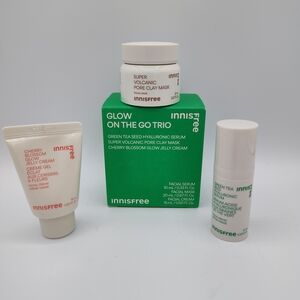Innisfree Glow On The Go Trio Serum Clay Mask Jelly Cream Travel Size KBEAUTY!